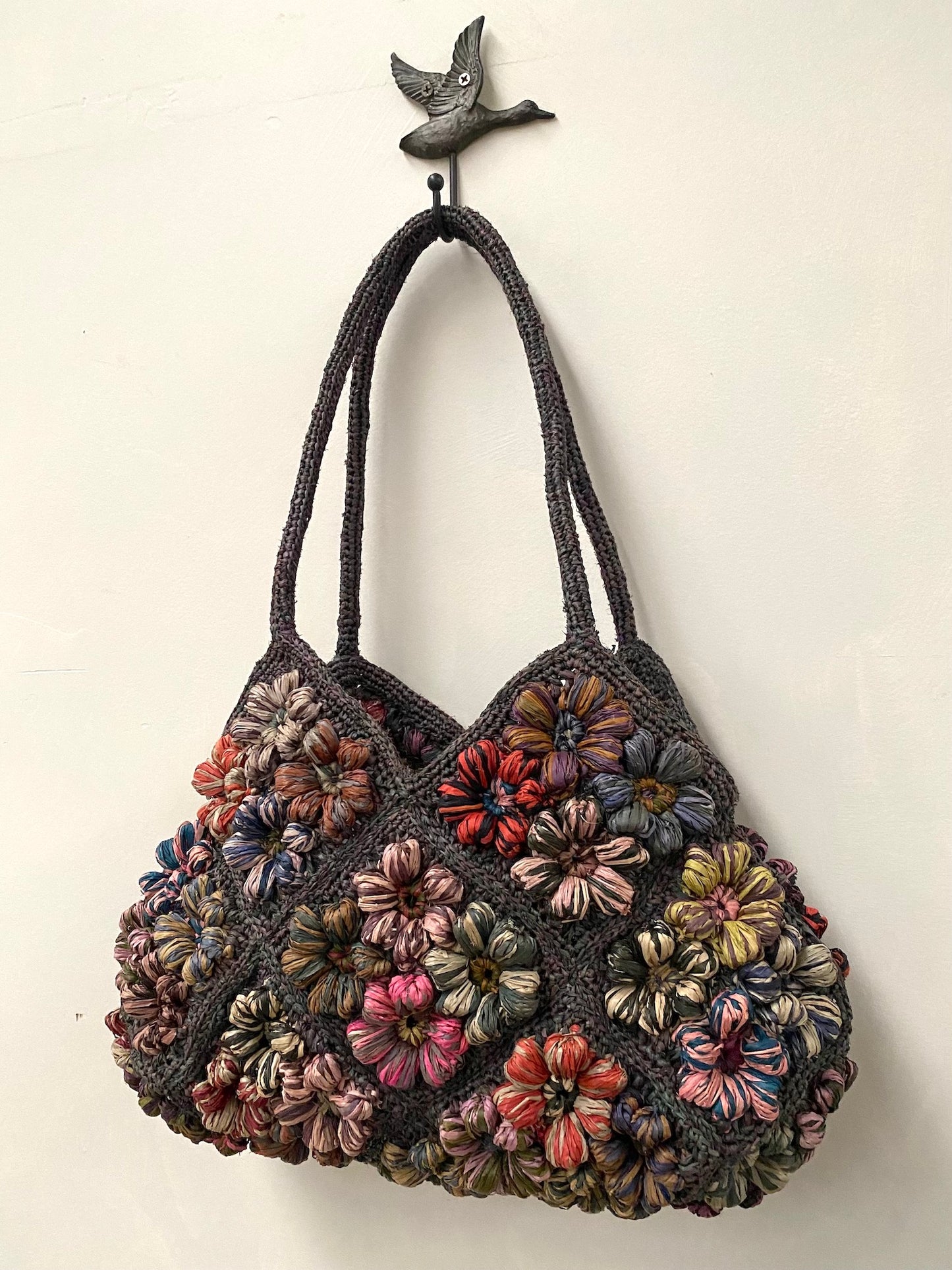 Sophie Digard Medium Cheerful Raffia Flower Bag