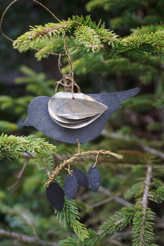 Walther & Co. Zinc Bird on Branch Ornament