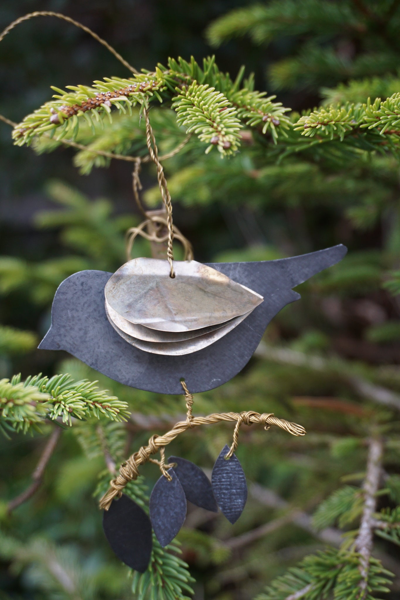 Walther & Co. Zinc Bird on Branch Ornament