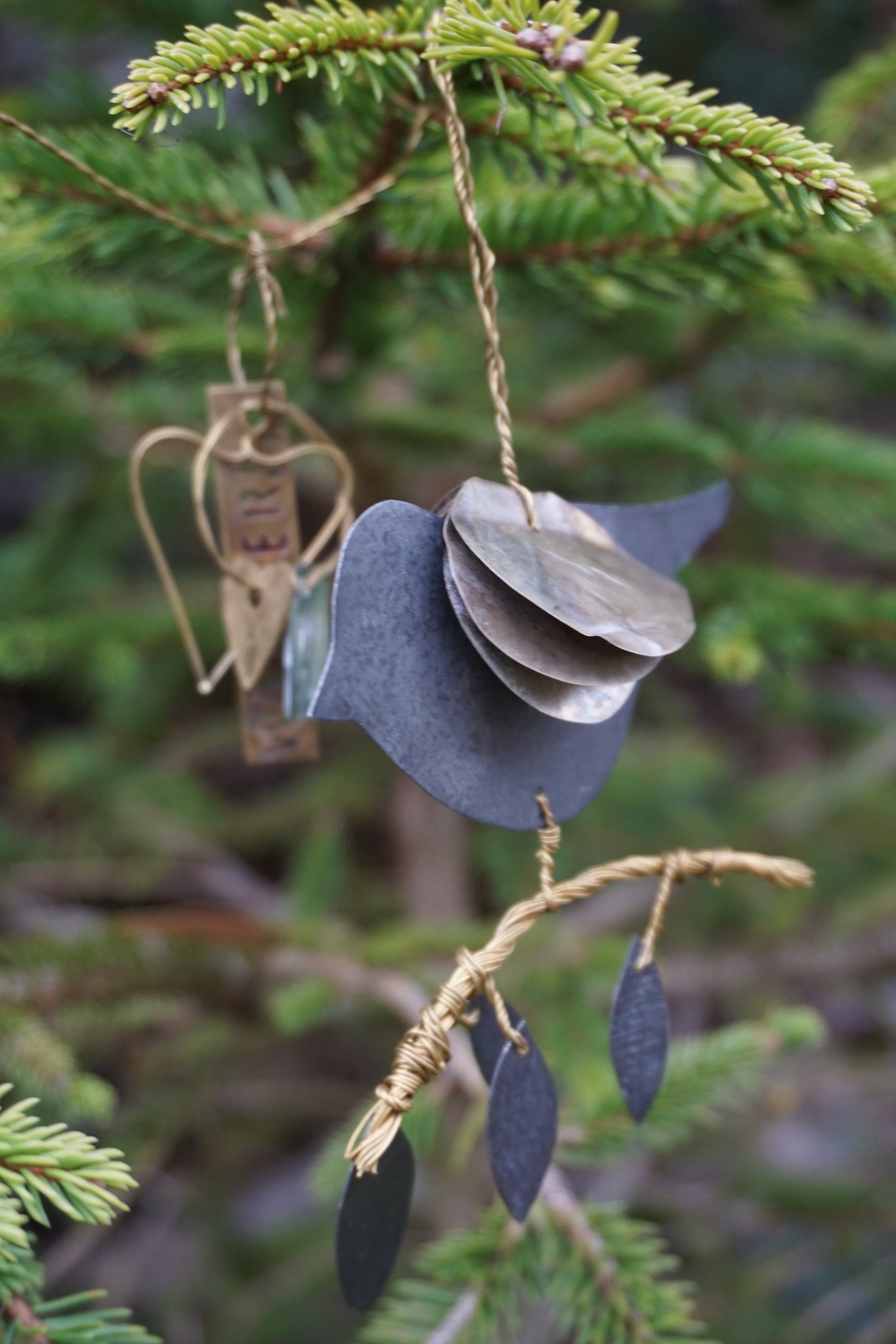 Walther & Co. Zinc Bird on Branch Ornament