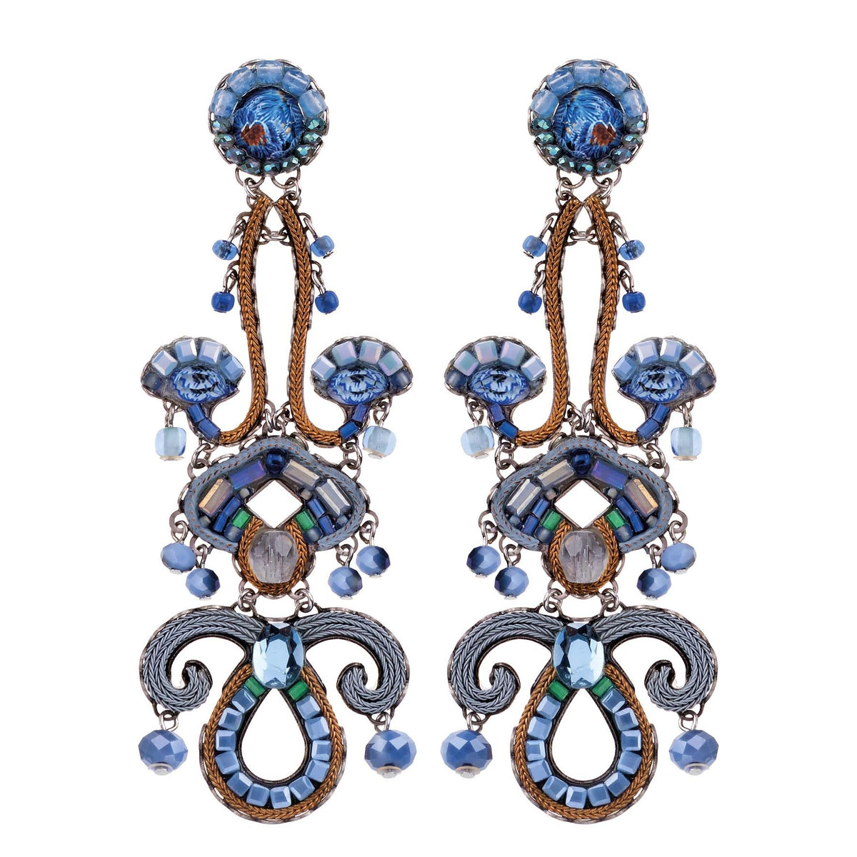 Ayala Bar Blue Lindsay Statement Earrings Lily Pond