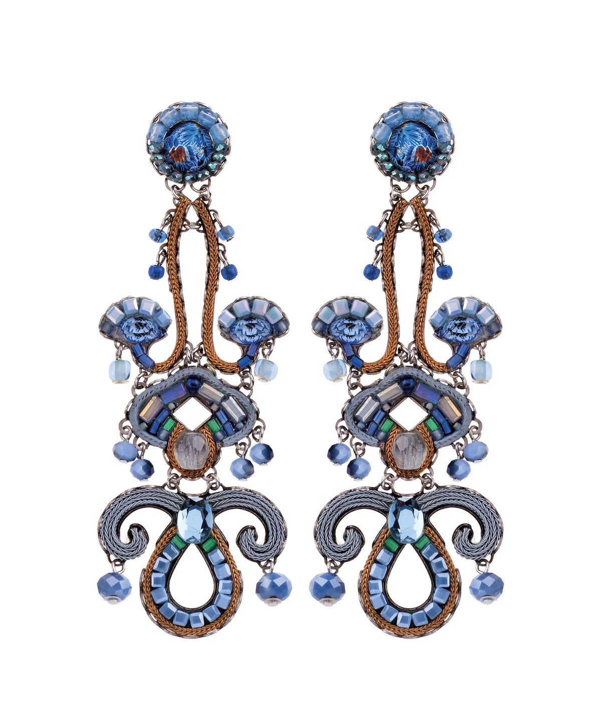 Ayala Bar Blue Lindsay Statement Earrings Lily Pond