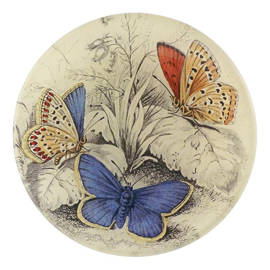 John Derian 'Copper & Common (Blue Butterflies (Entomology)' 4" Round Plate