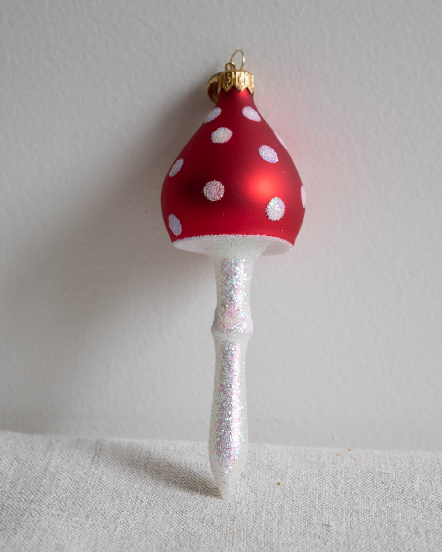 Polish Glass Christmas Ornament - Medium Tall Mushroom I