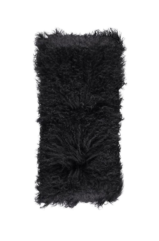 Tibetan Wool Sheepskin Rectangle Cushion - Black